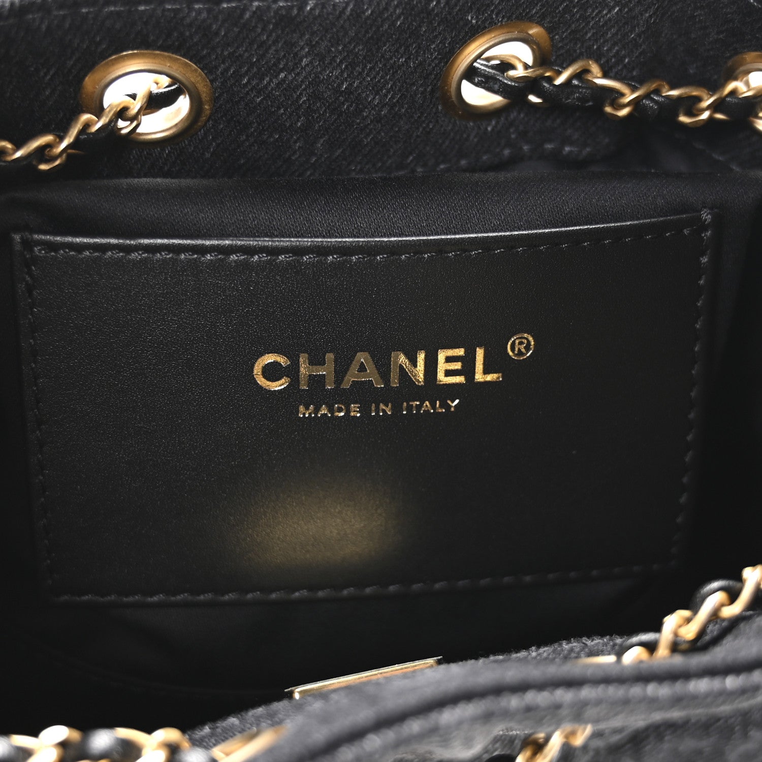 Chanel Washed Denim Quilted Mini Chanel 25 Handbag Black