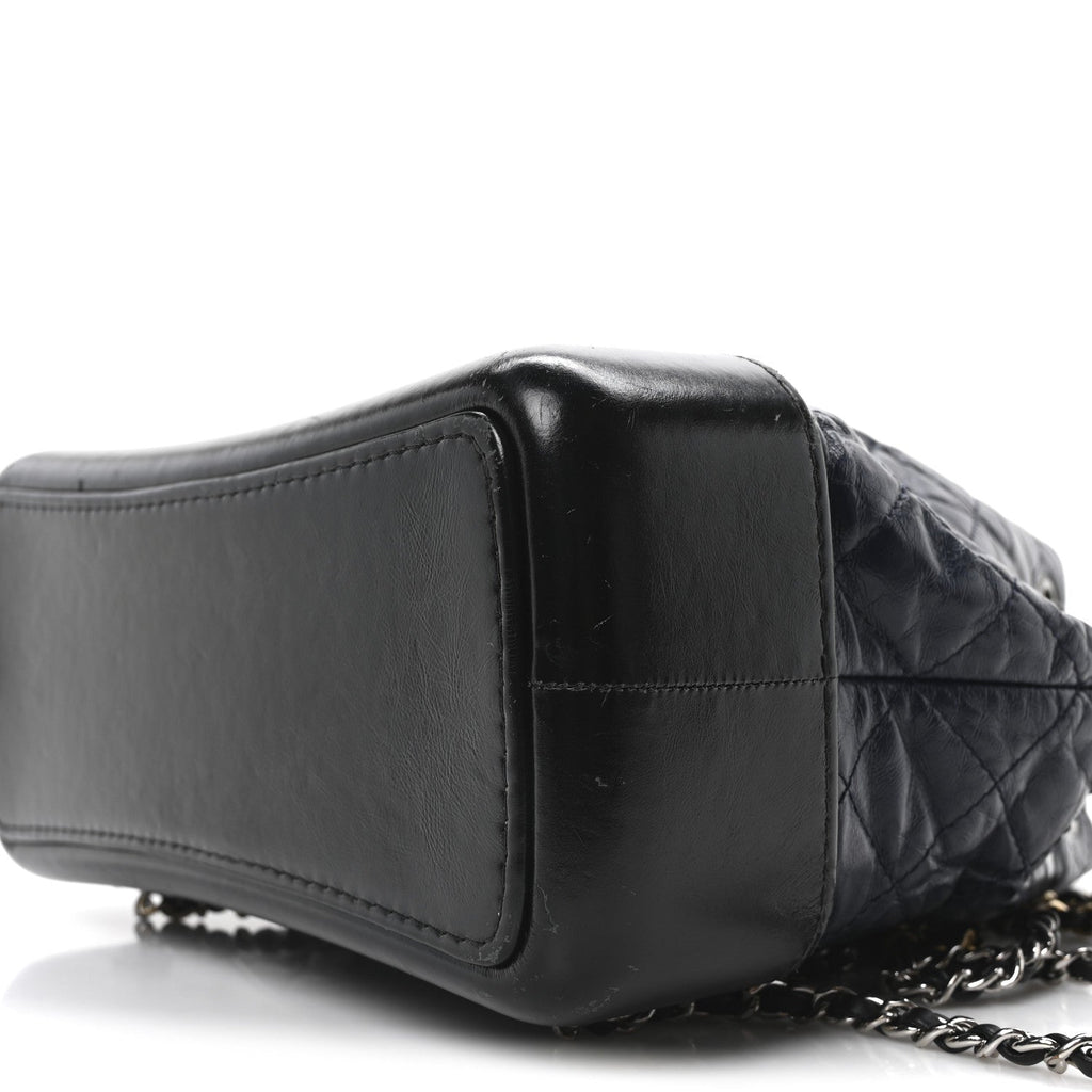 Chanel Aged Calfskin Quilted Small Gabrielle Backpack Blue Black