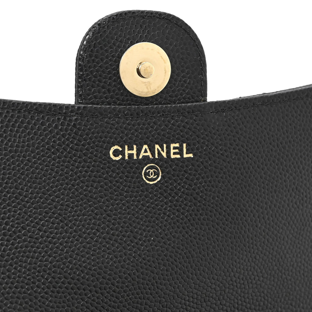 Caviar Quilted Flap Phone Holder With Chain Black