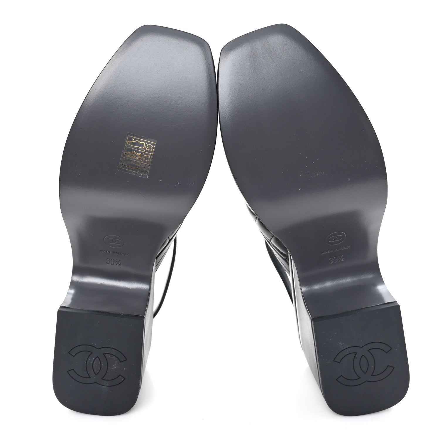Lambskin Patent Quilted CC Platform Sandals 39.5 Black