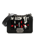 Chanel Lambskin Tweed Logo Embroidered Mini Boy Flap White Red Black