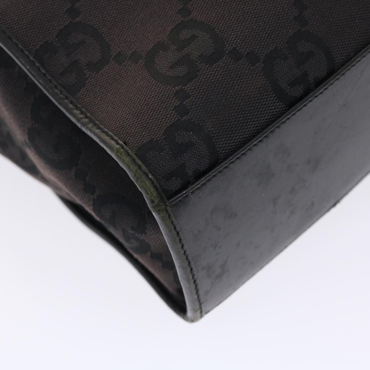 GUCCI GG Canvas Jackie Tote Bag Leather Black 00210643444  49600