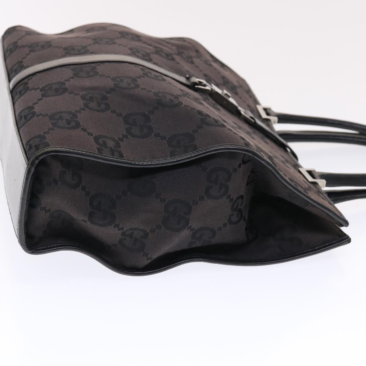 GUCCI GG Canvas Jackie Tote Bag Leather Black 00210643444  49600