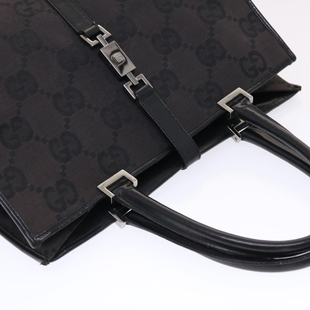 GUCCI GG Canvas Jackie Tote Bag Leather Black 00210643444  49600