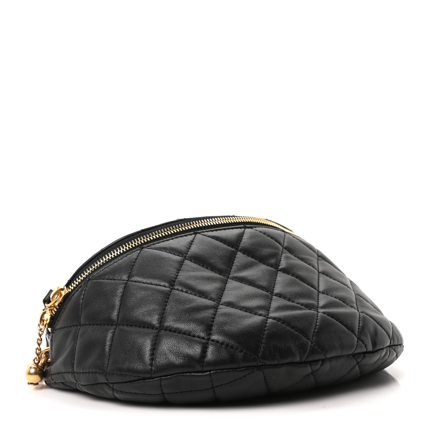 Chanel Lambskin Pearl Quilted CC Belt Bag Black