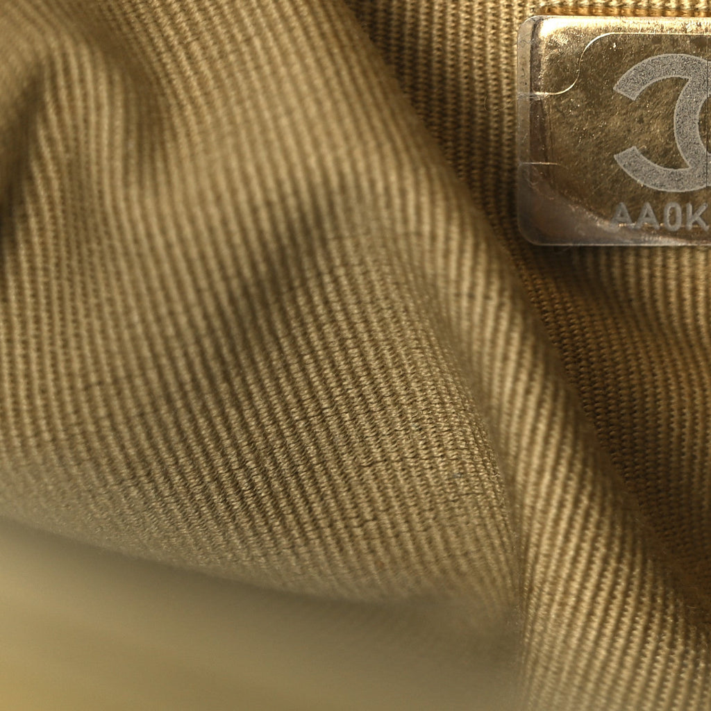 Chanel Shiny Crumpled Calfskin Quilted Mini 31 Shopping Bag Khaki