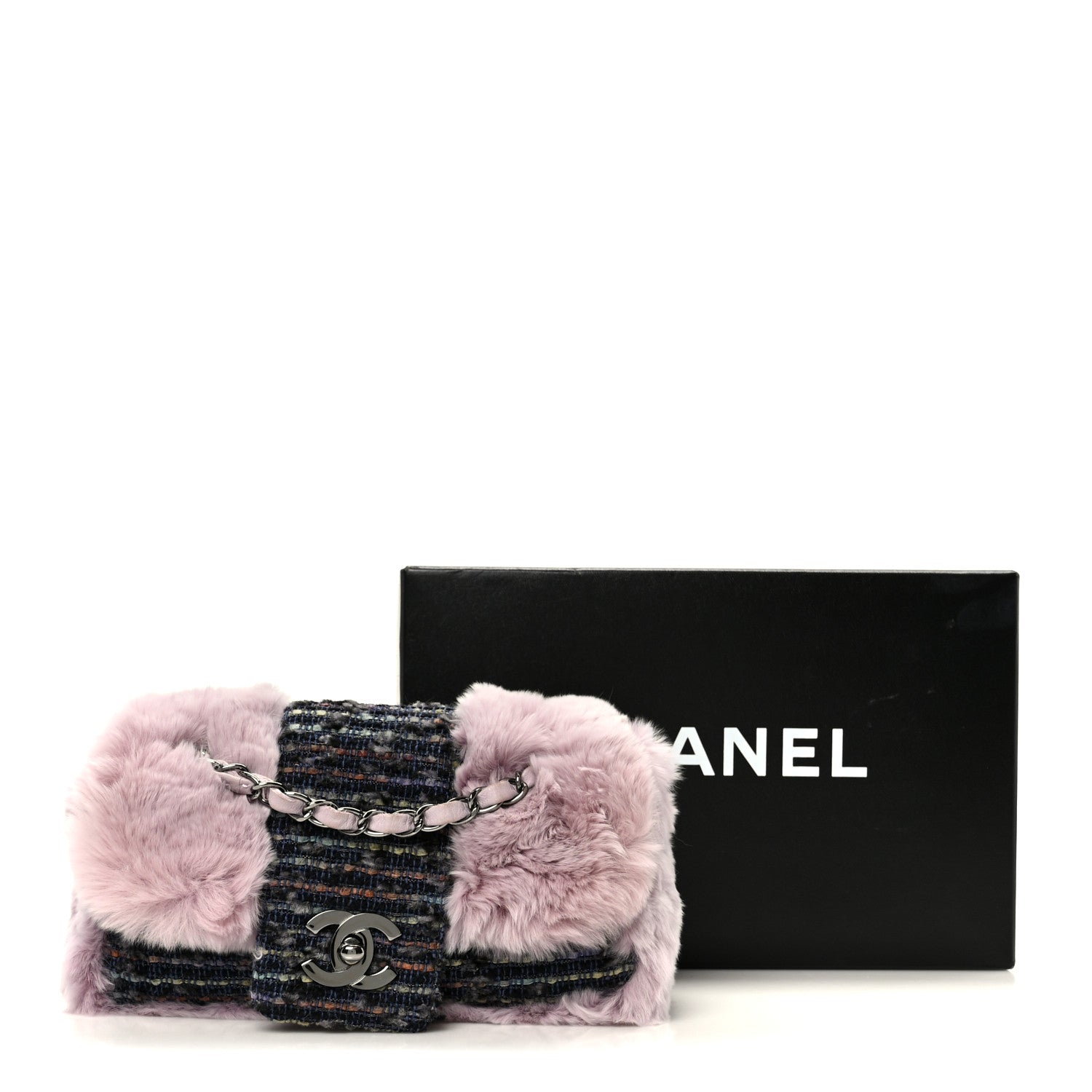 Chanel Rabbit Fur Tweed Small Fantasy Flap Lilac