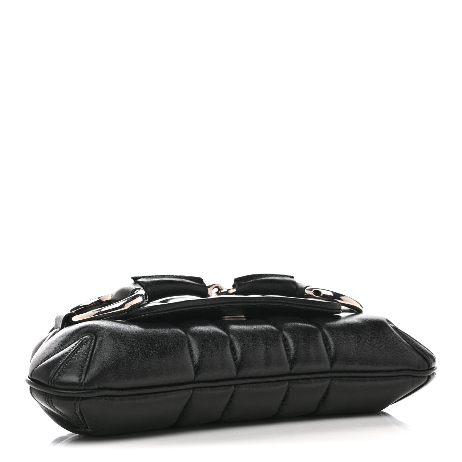 Gucci Nappa Vertical Matelasse Small Maxi Horsebit Chain Shoulder Bag Black