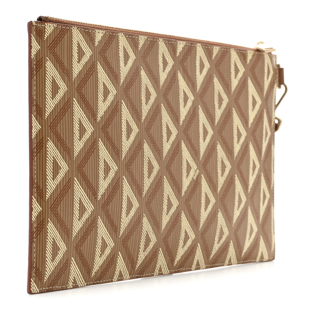 Christian Dior Coated Canvas CD Diamond Hit The Road A5 Pouch Coffee