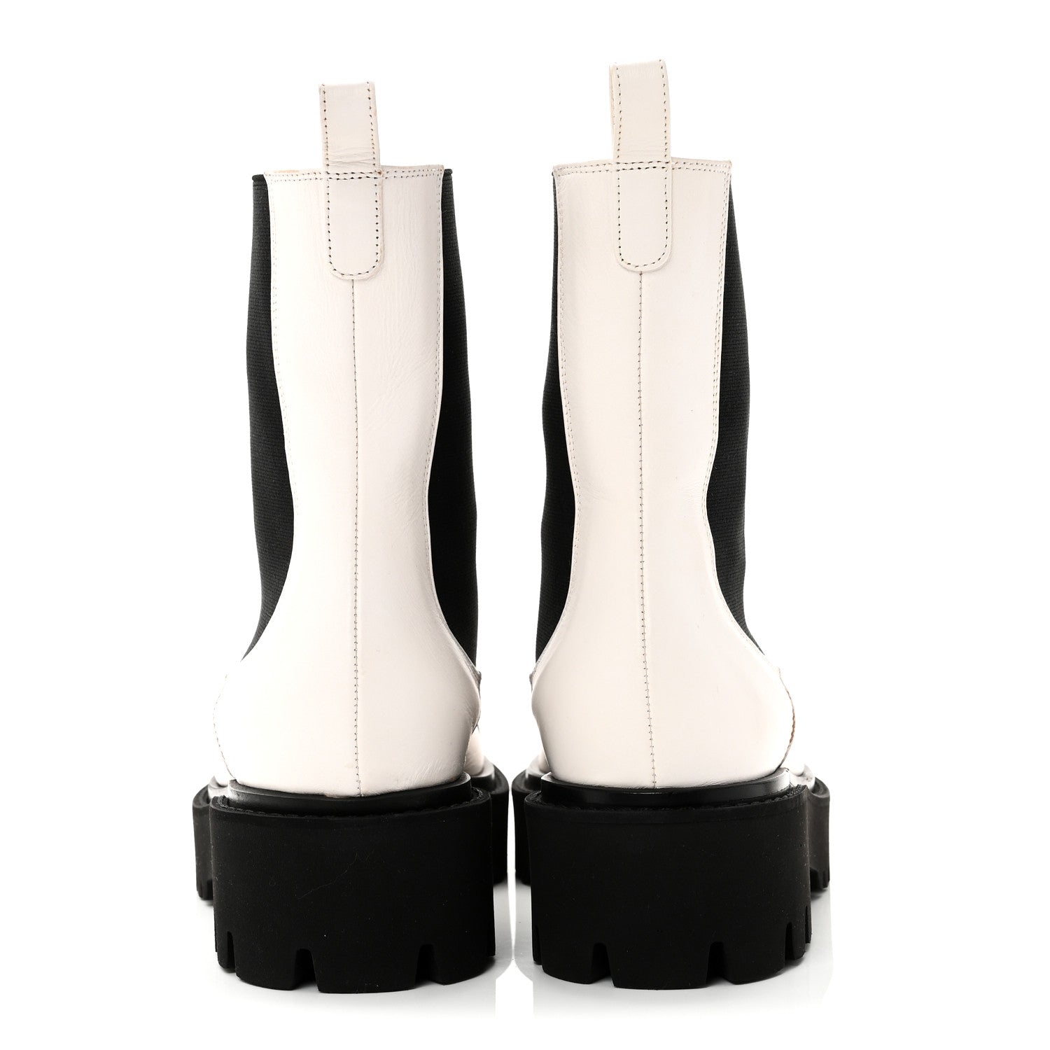 Patent Calfskin Cap Toe CC Ankle Boots 39 White Black