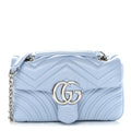 Gucci Lambskin Matelasse Small GG Marmont Shoulder Bag Porcelain Light Blue