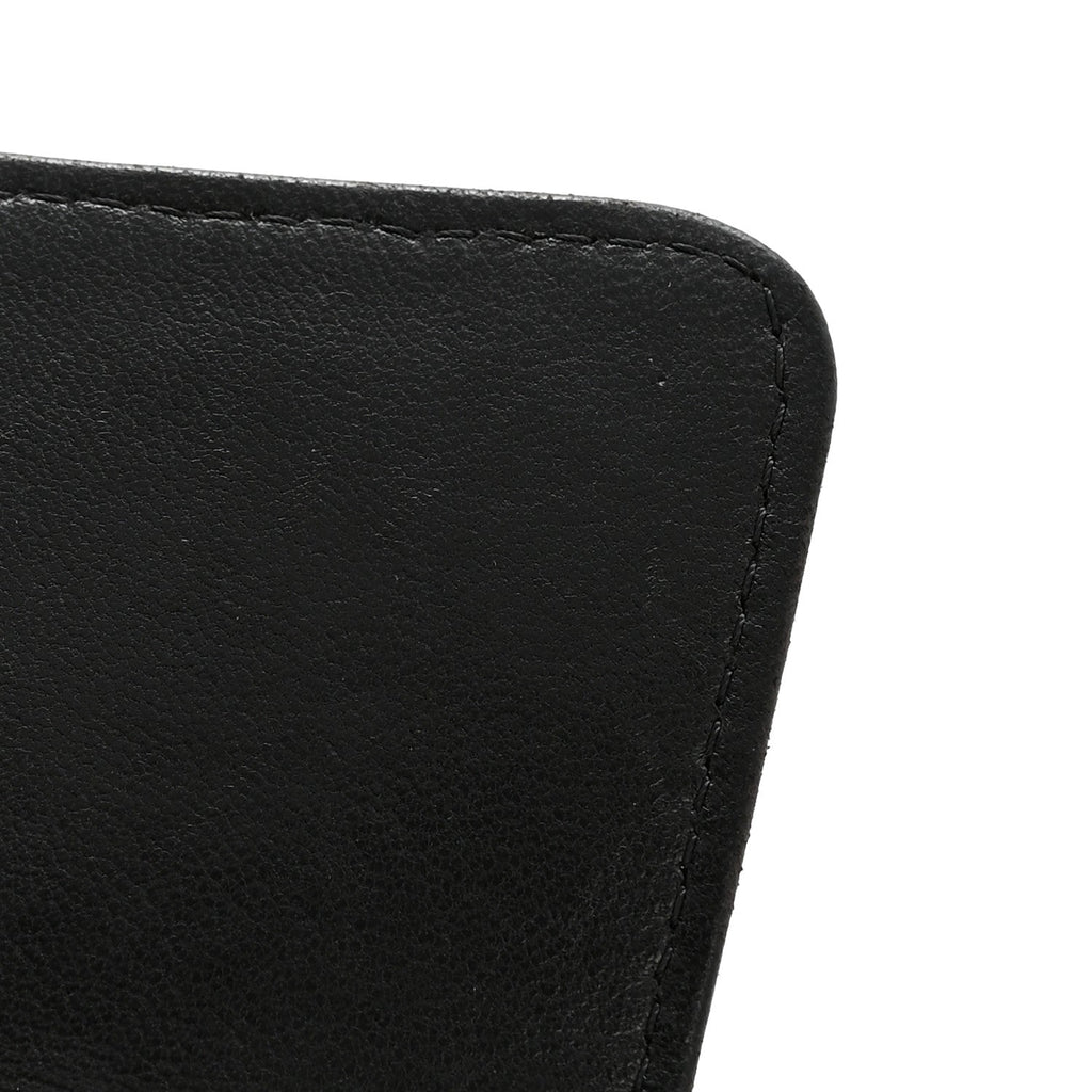 Lambskin Quilted Large Gusset Flap Wallet Black
