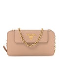 Prada Saffiano Chain Wallet Cammeo