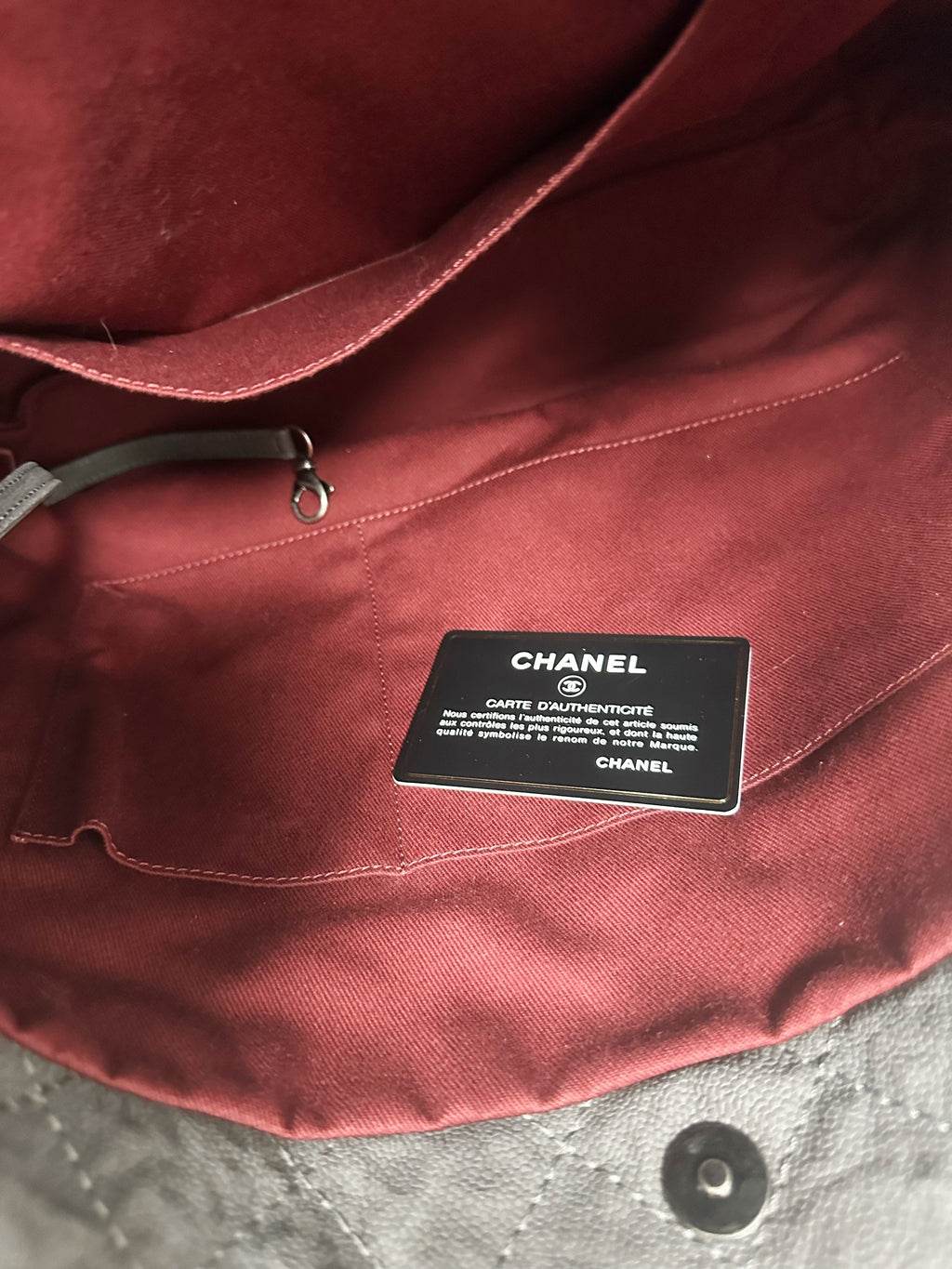Chanel Aged Caviar Leather Boy Hobo Quilted Shoulder Tote CC Charm