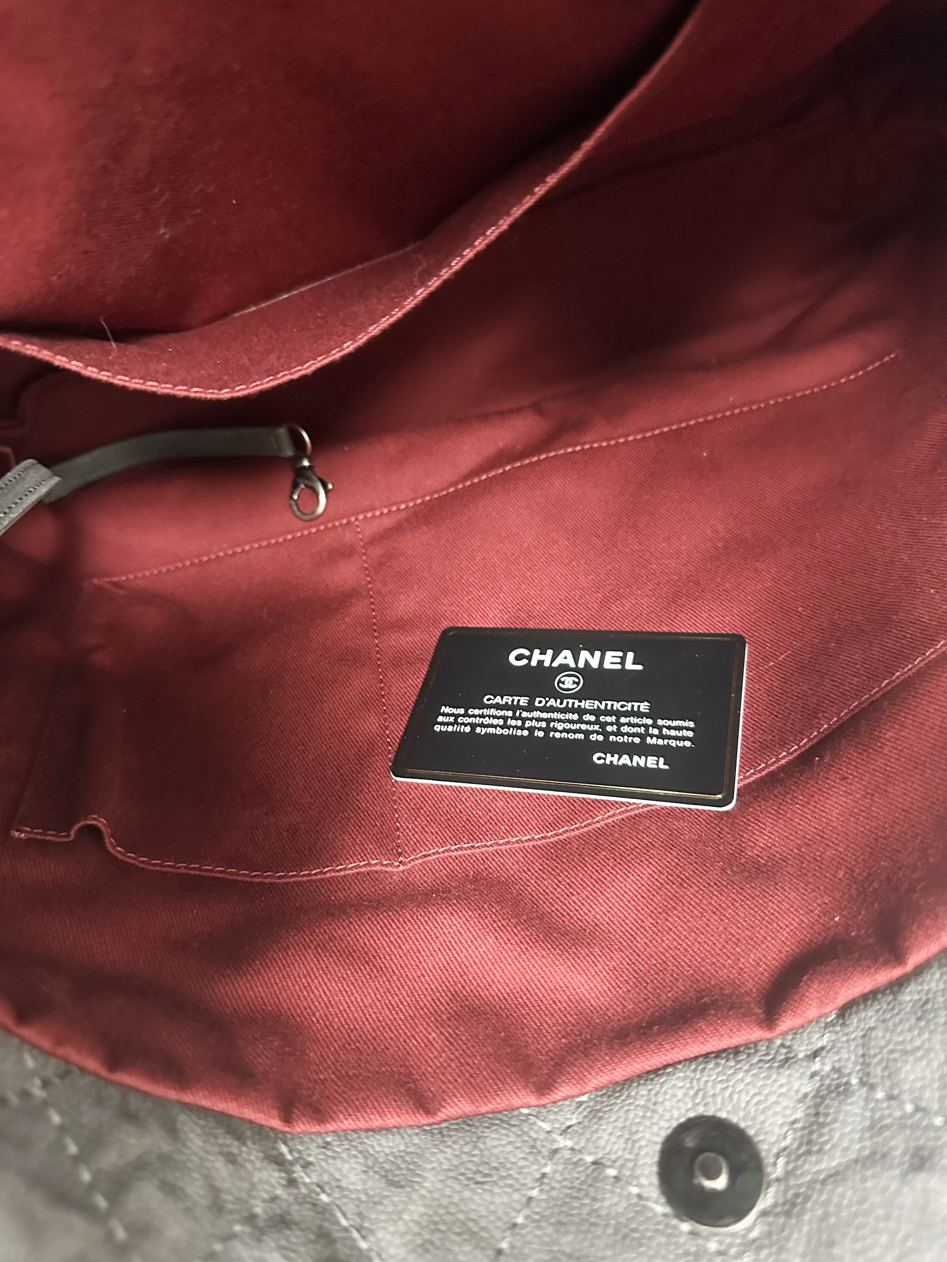 Chanel Aged Caviar Leather Boy Hobo Quilted Shoulder Tote CC Charm