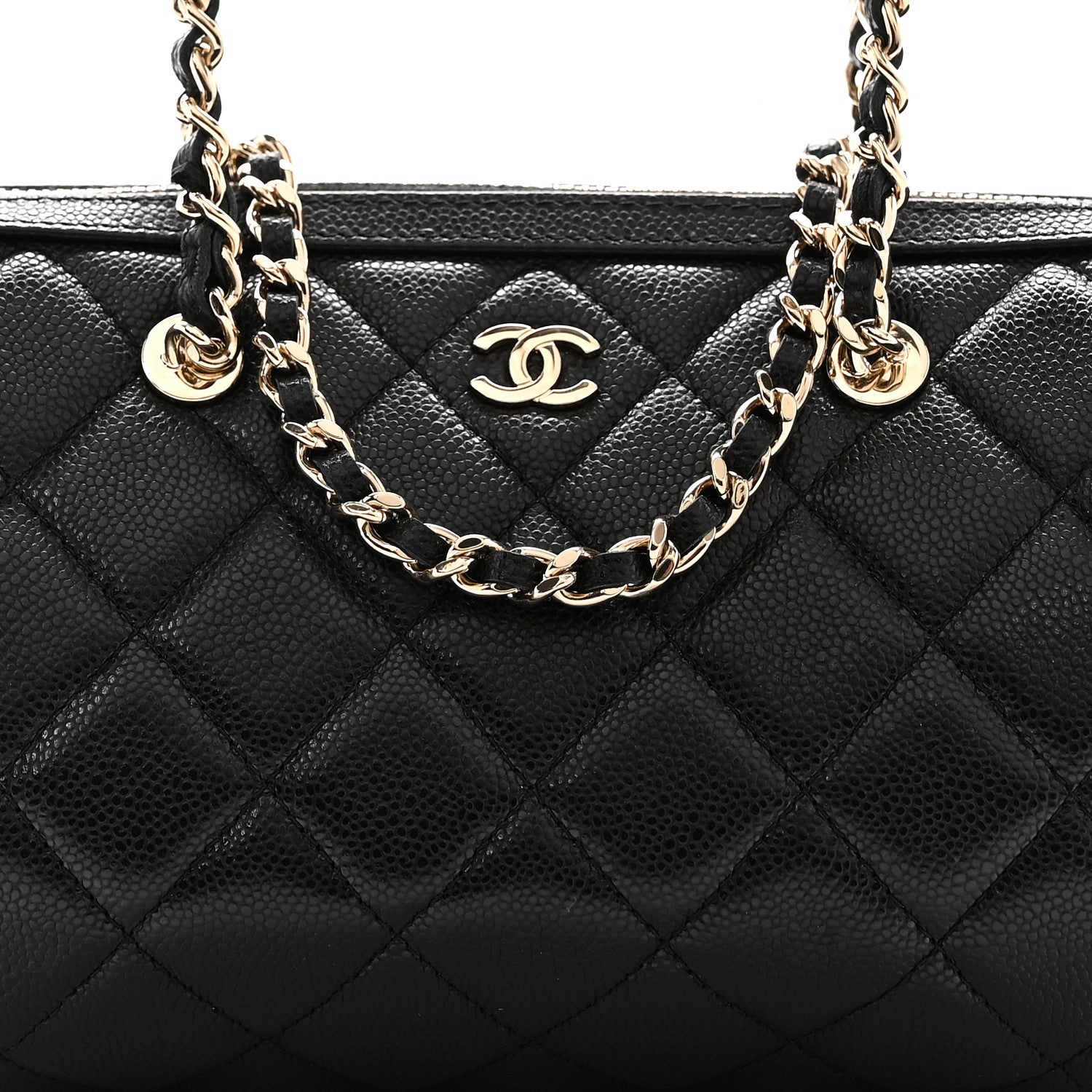 Chanel Caviar Quilted Barrel Clutch With Chain  Black