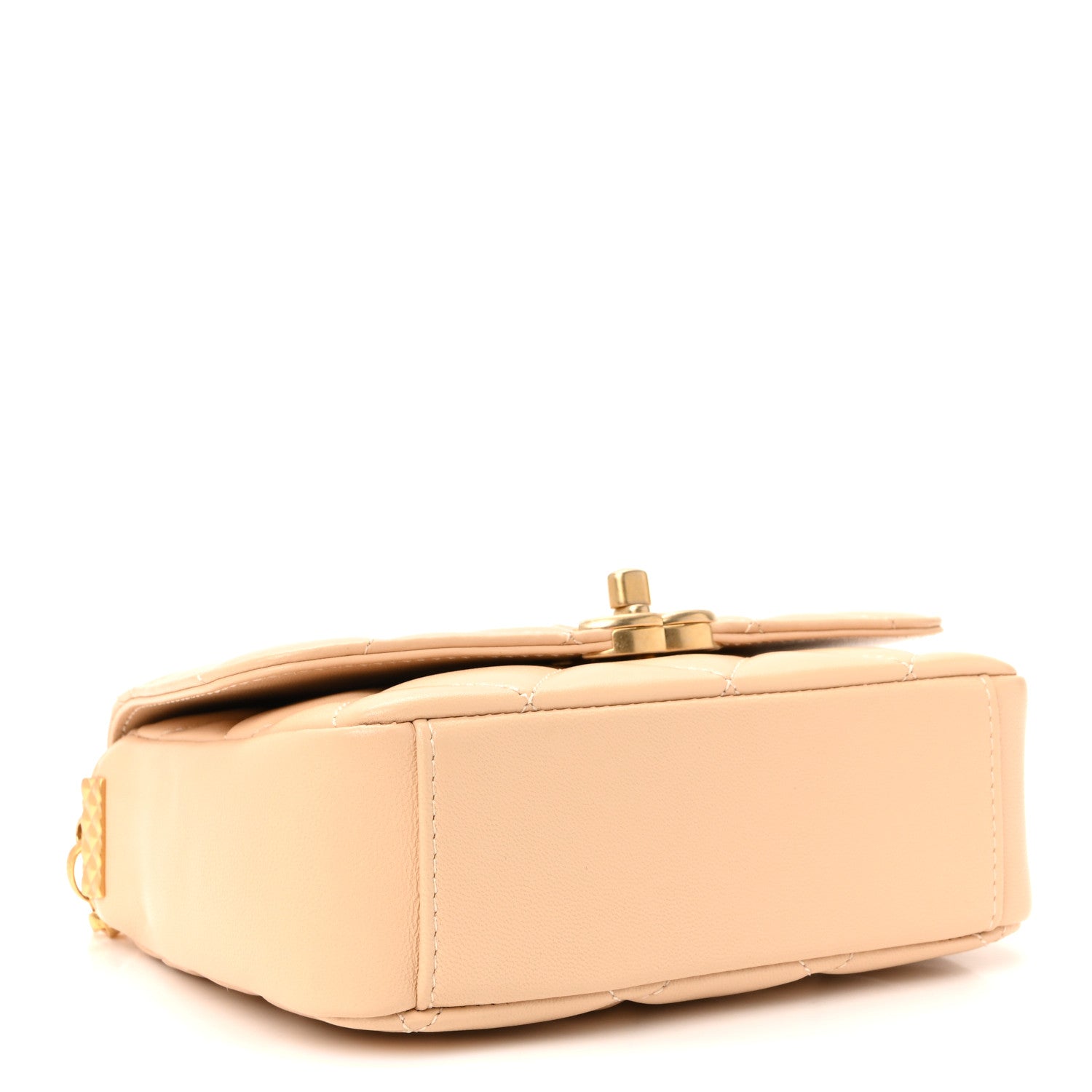 Chanel Lambskin Quilted CC Coin Flap Bag Beige