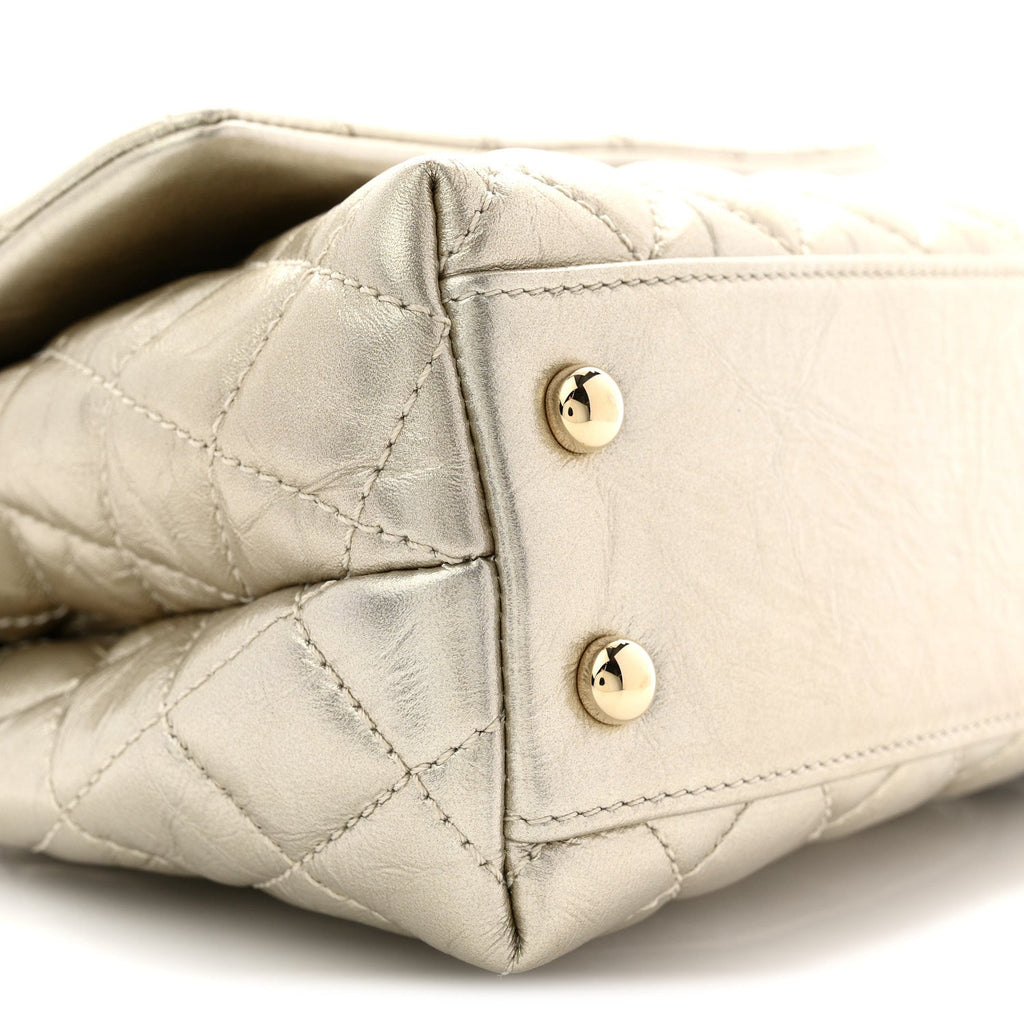 Chanel Metallic Aged Calfskin Quilted Mini Coco Handle Flap Gold