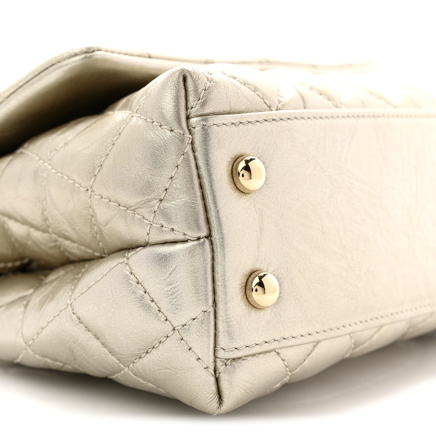 Chanel Metallic Aged Calfskin Quilted Mini Coco Handle Flap Gold