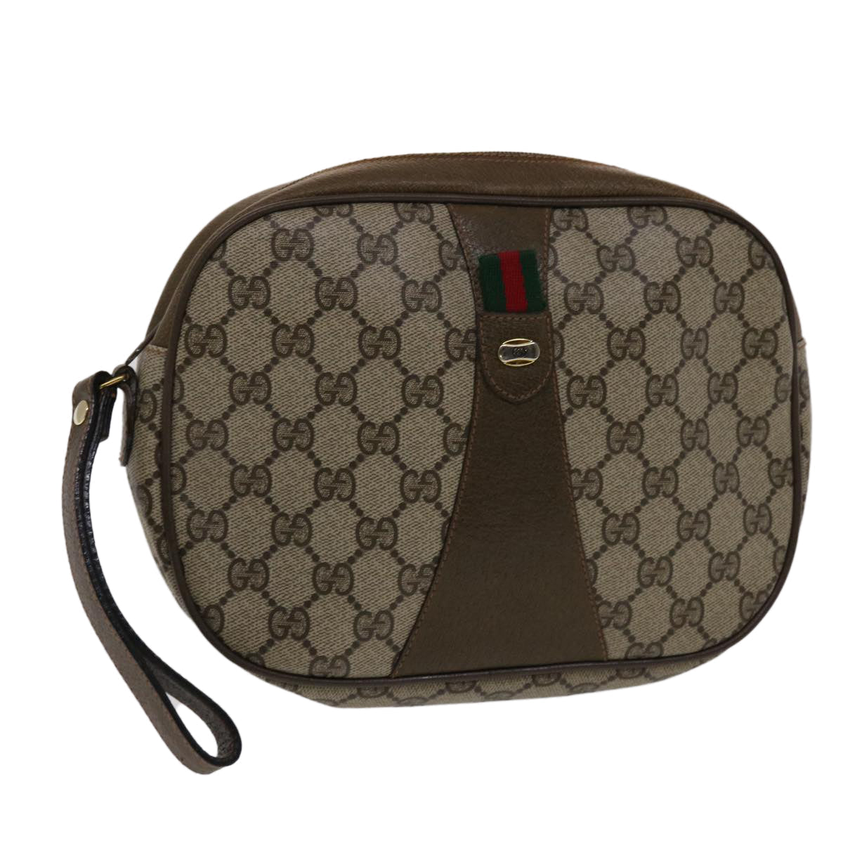 GUCCI GG Canvas Web Sherry Line Clutch Bag Beige Red Green 89 01 034  49787