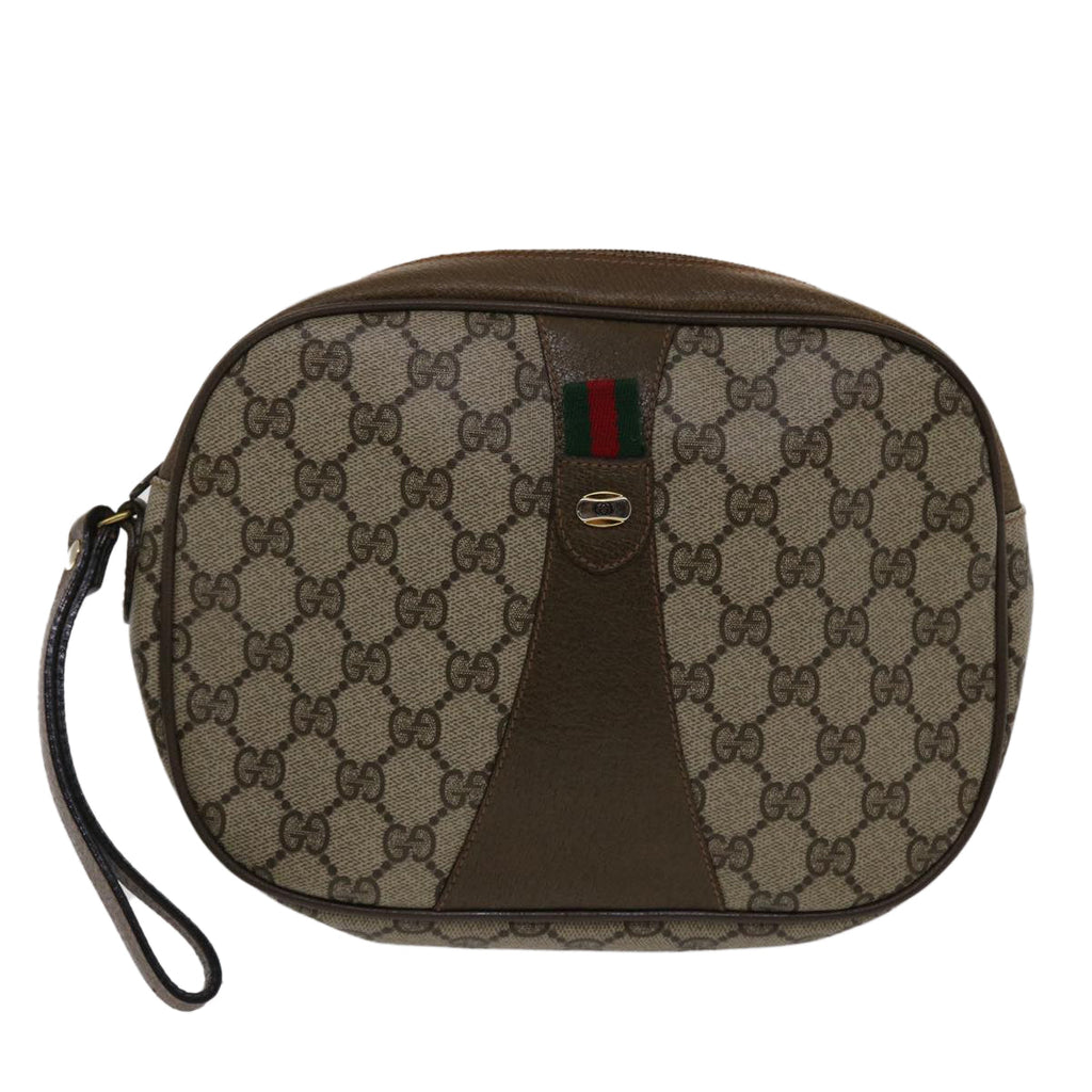 GUCCI GG Canvas Web Sherry Line Clutch Bag Beige Red Green 89 01 034  49787