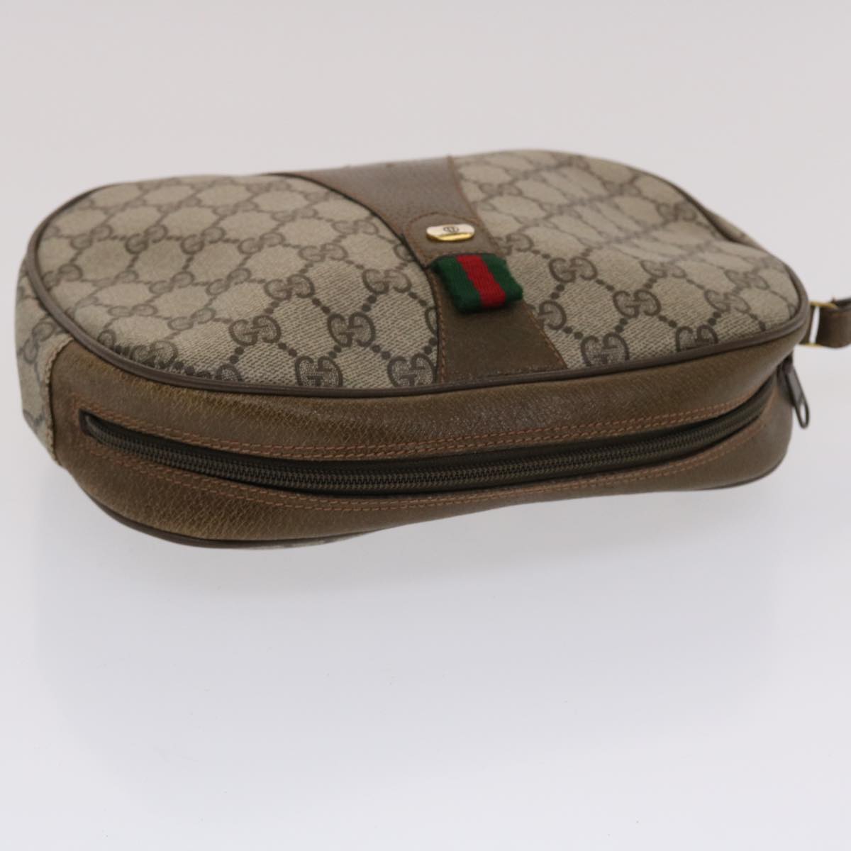 GUCCI GG Canvas Web Sherry Line Clutch Bag Beige Red Green 89 01 034  49787