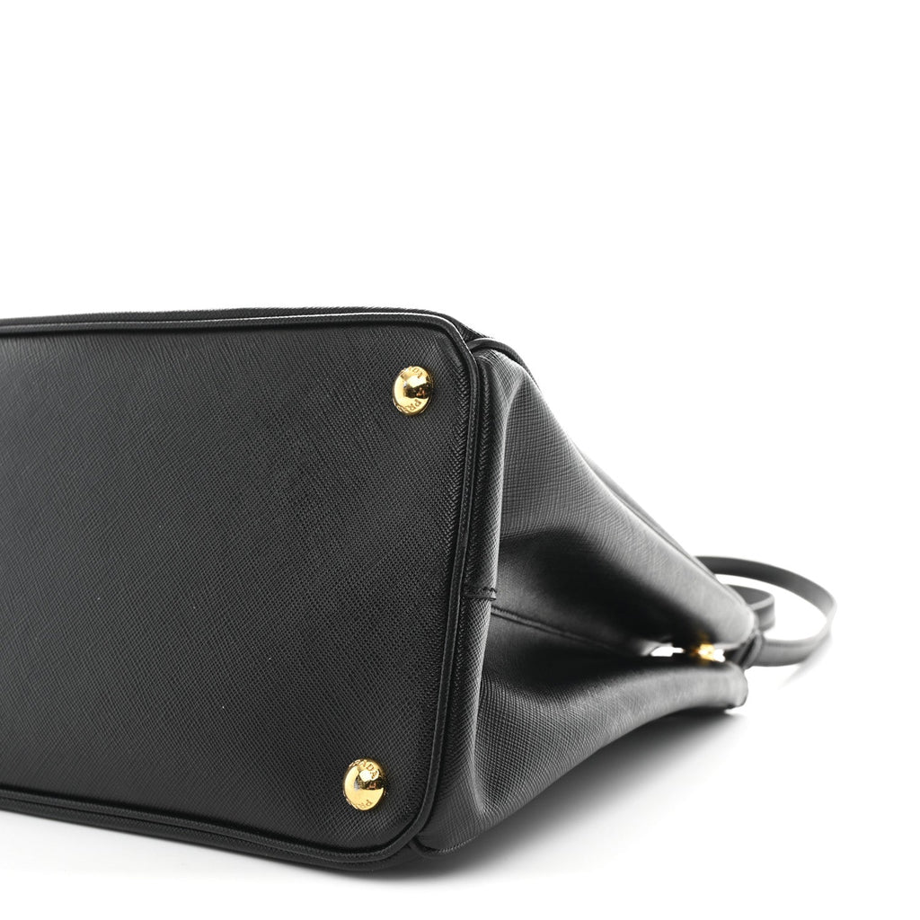 Prada Saffiano Lux Medium Galleria Double Zip Black Black