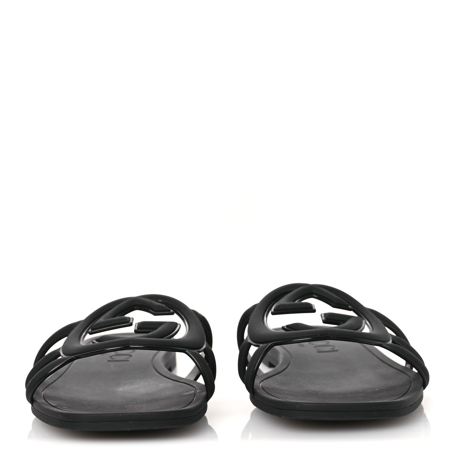 Gucci Rubber Interlocking G Womens Slide Sandals 38 Black