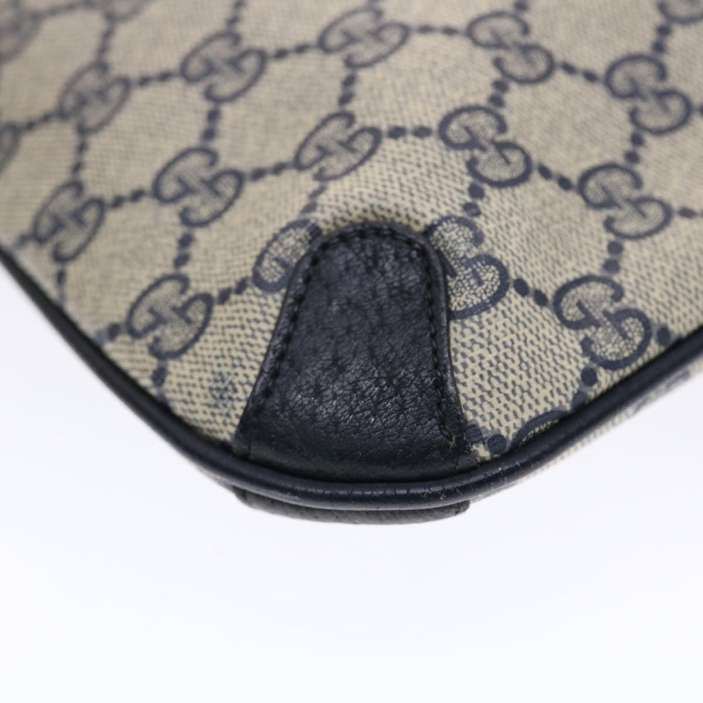 GUCCI GG Canvas Clutch Bag PVC Leather Gray Navy 89 02 075  49798