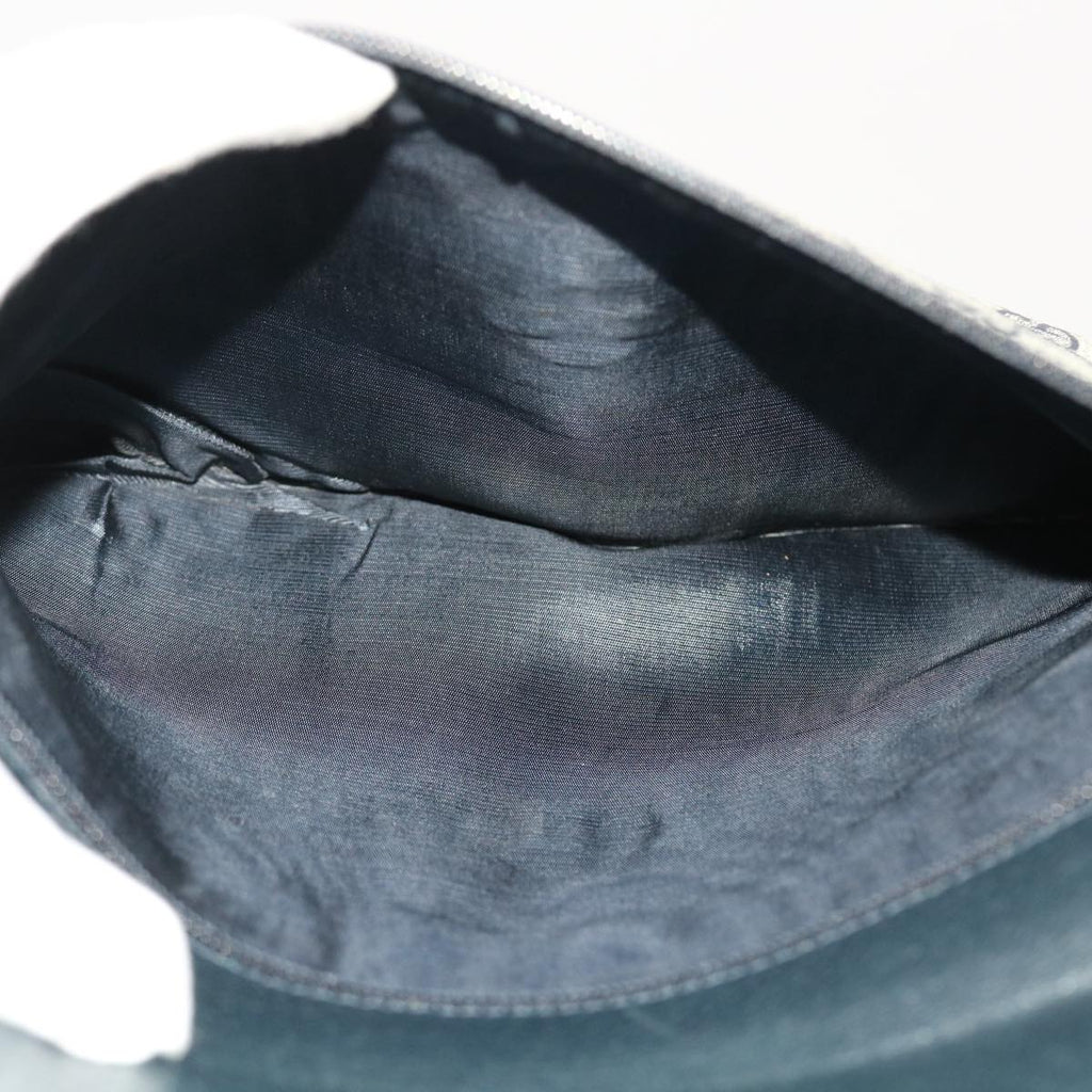 GUCCI GG Canvas Clutch Bag PVC Leather Gray Navy 89 02 075  49798