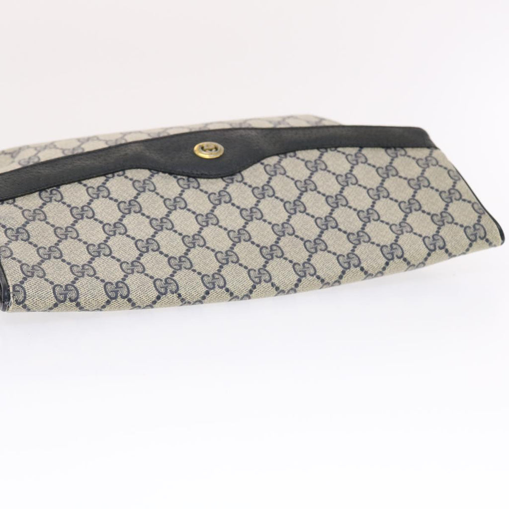 GUCCI GG Canvas Clutch Bag PVC Leather Gray Navy 89 02 075  49798