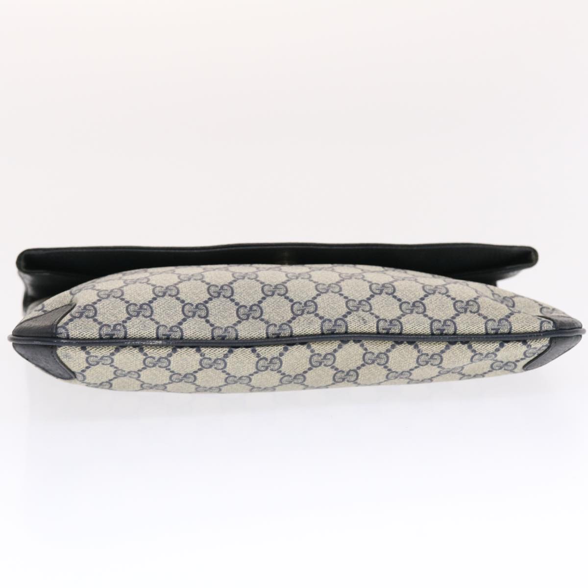 GUCCI GG Canvas Clutch Bag PVC Leather Gray Navy 89 02 075  49798