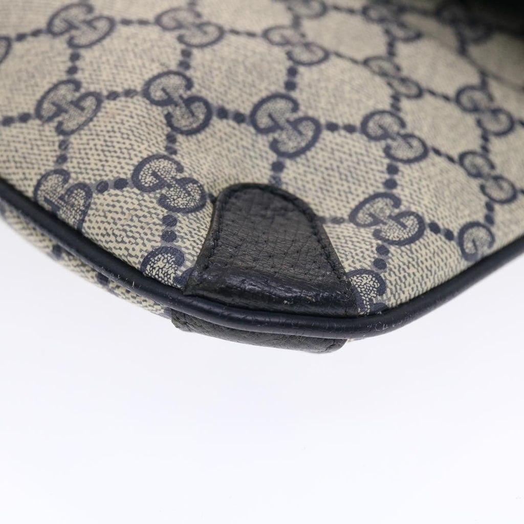 GUCCI GG Canvas Clutch Bag PVC Leather Gray Navy 89 02 075  49798