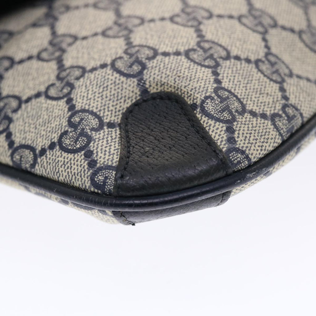 GUCCI GG Canvas Clutch Bag PVC Leather Gray Navy 89 02 075  49798