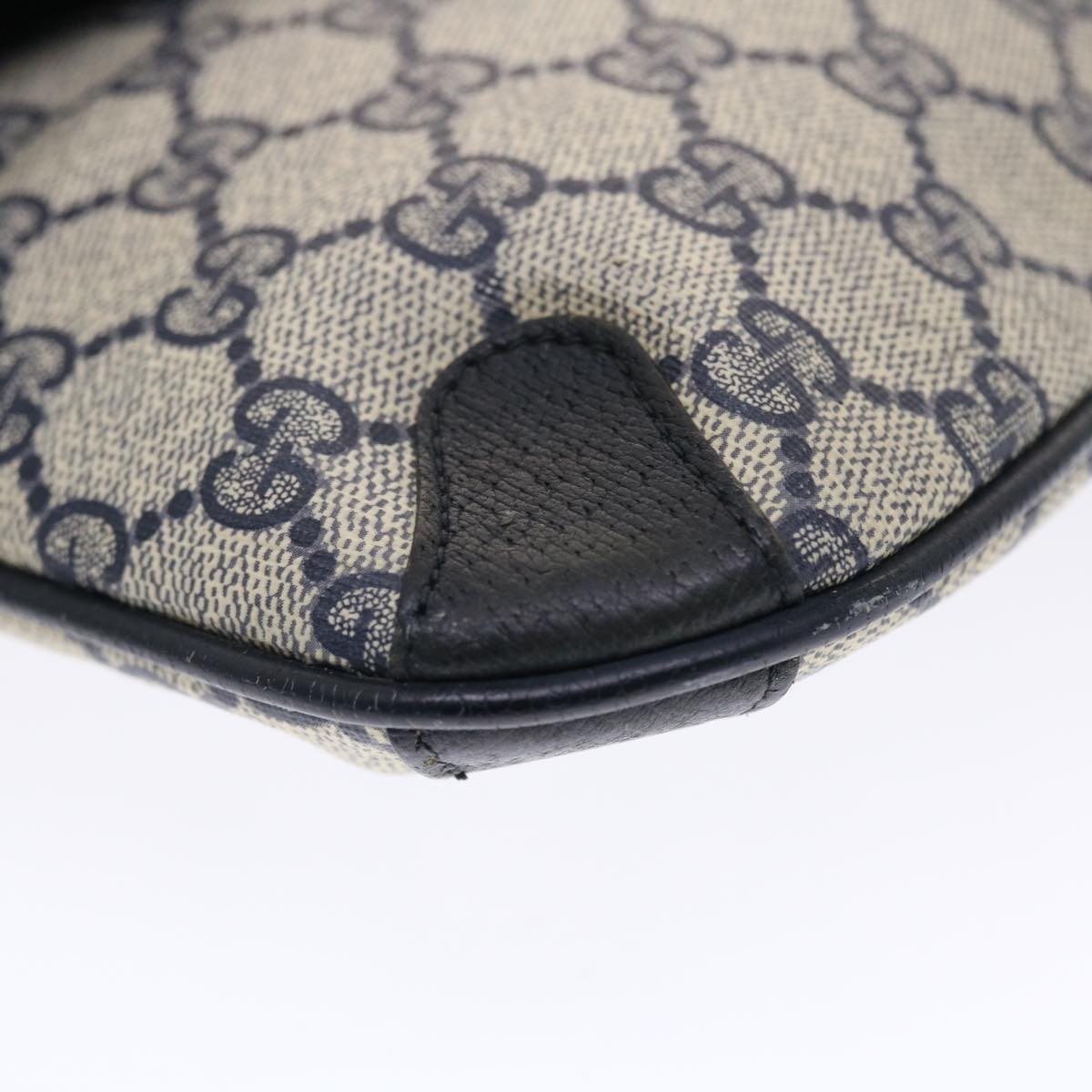 GUCCI GG Canvas Clutch Bag PVC Leather Gray Navy 89 02 075  49798