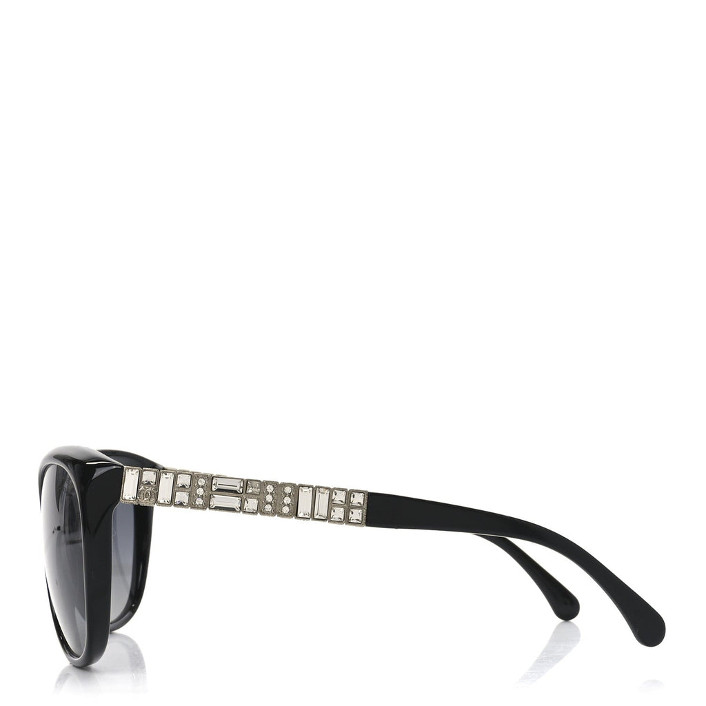 Crystal Baguette Polarized Cat Eye Sunglasses 5309-B Black
