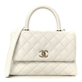 Chanel Caviar Quilted Mini Coco Handle Flap White