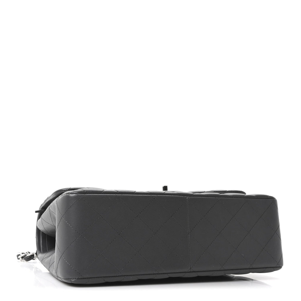Chanel Lambskin Quilted Jumbo Double Flap Dark Grey