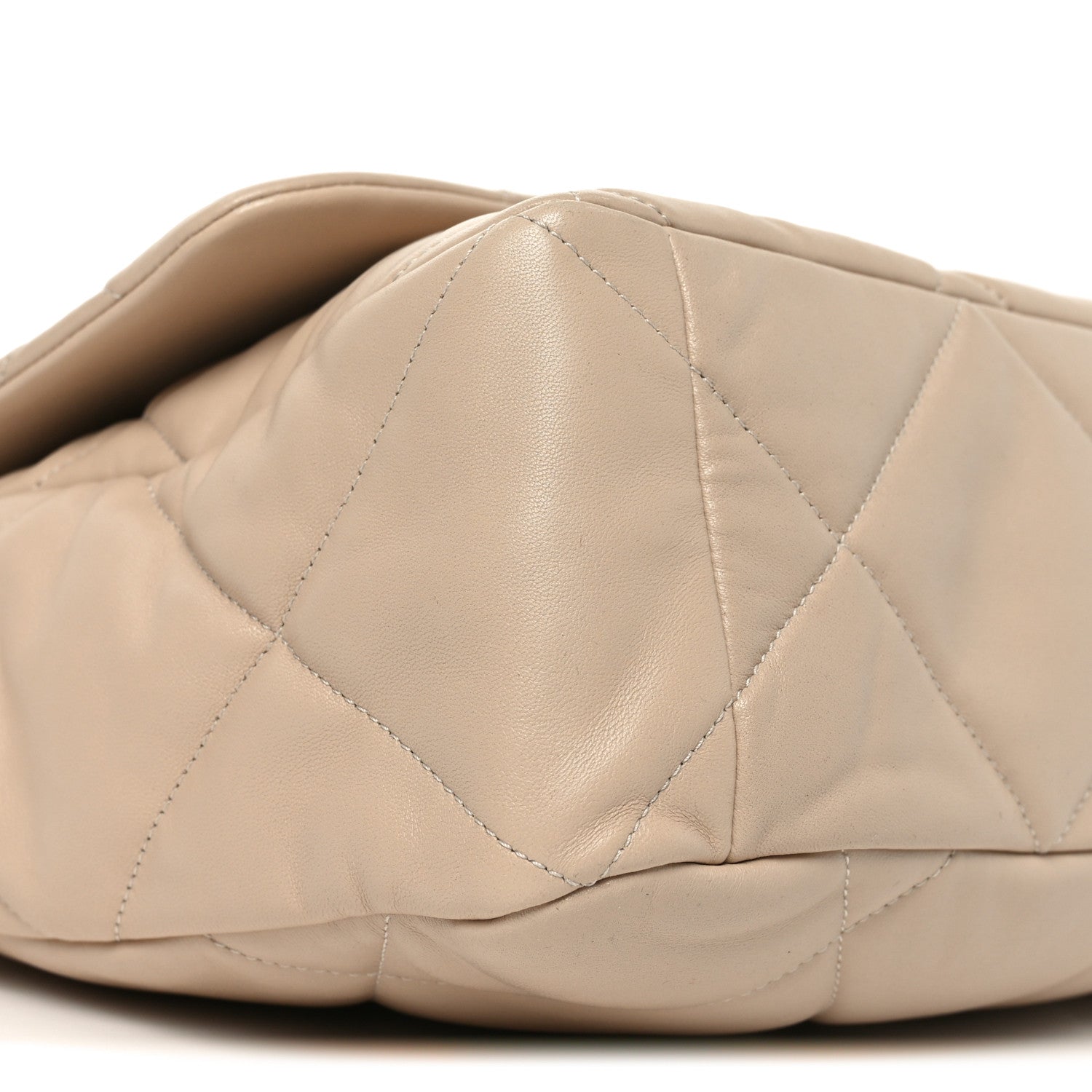 Chanel Lambskin Quilted Maxi Chanel 19 Flap Beige