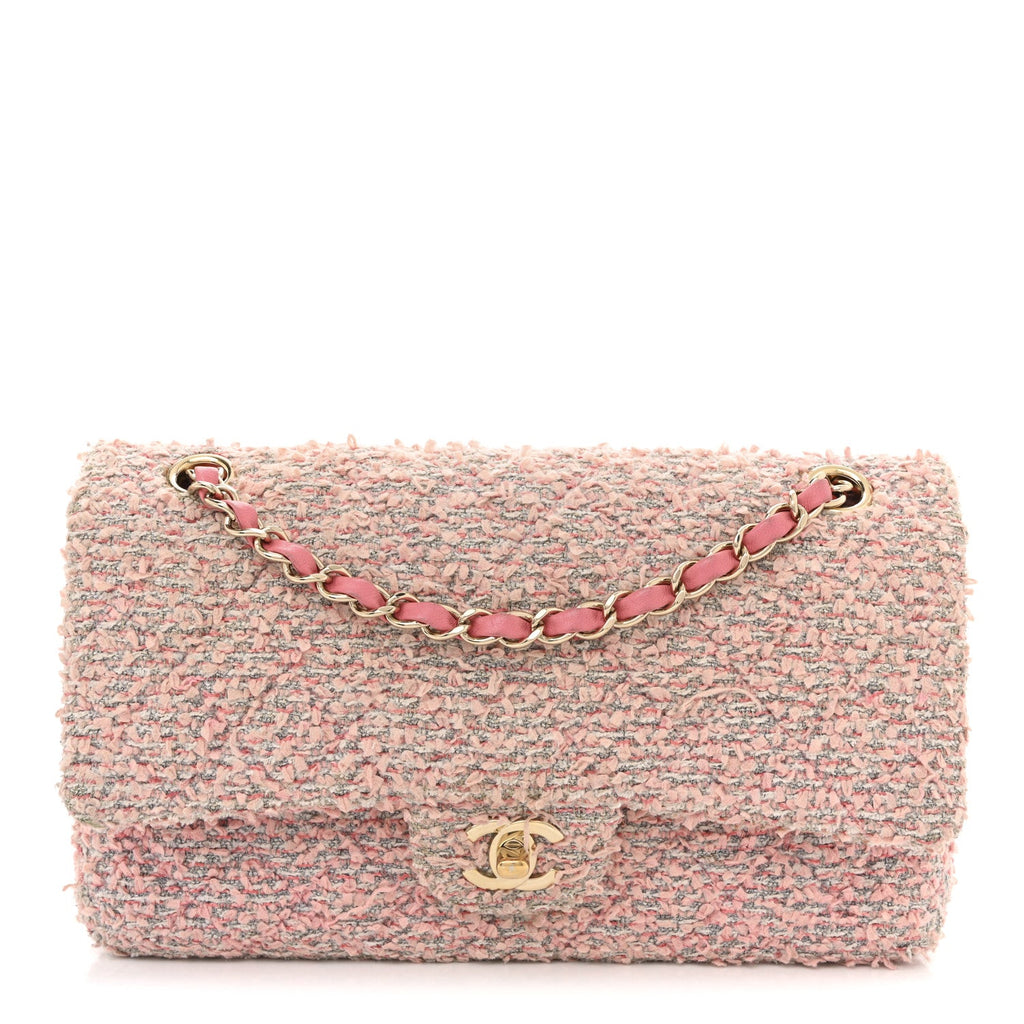 Chanel Tweed Medium Double Flap Pink