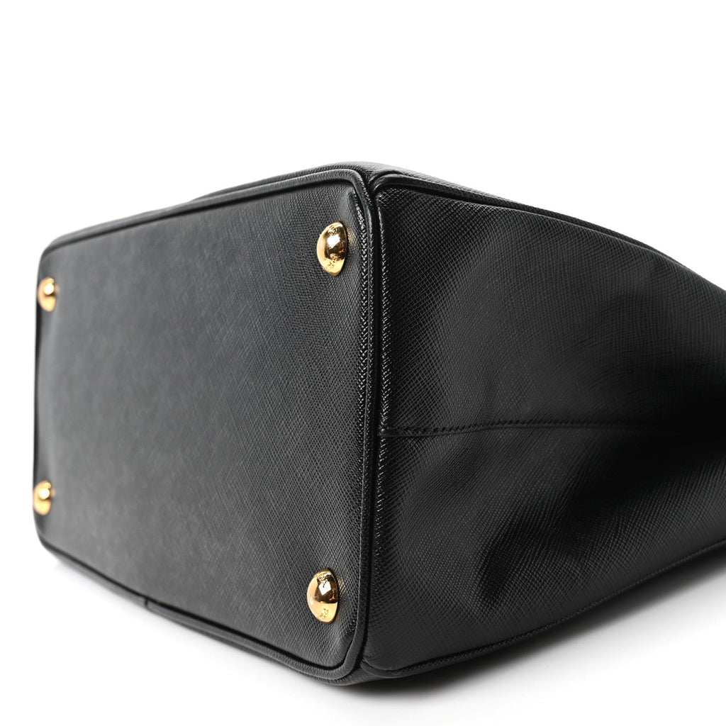 Prada Saffiano Small Galleria Double Zip Tote Black