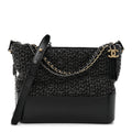 Chanel Tweed Calfskin Quilted Medium Gabrielle Hobo Black