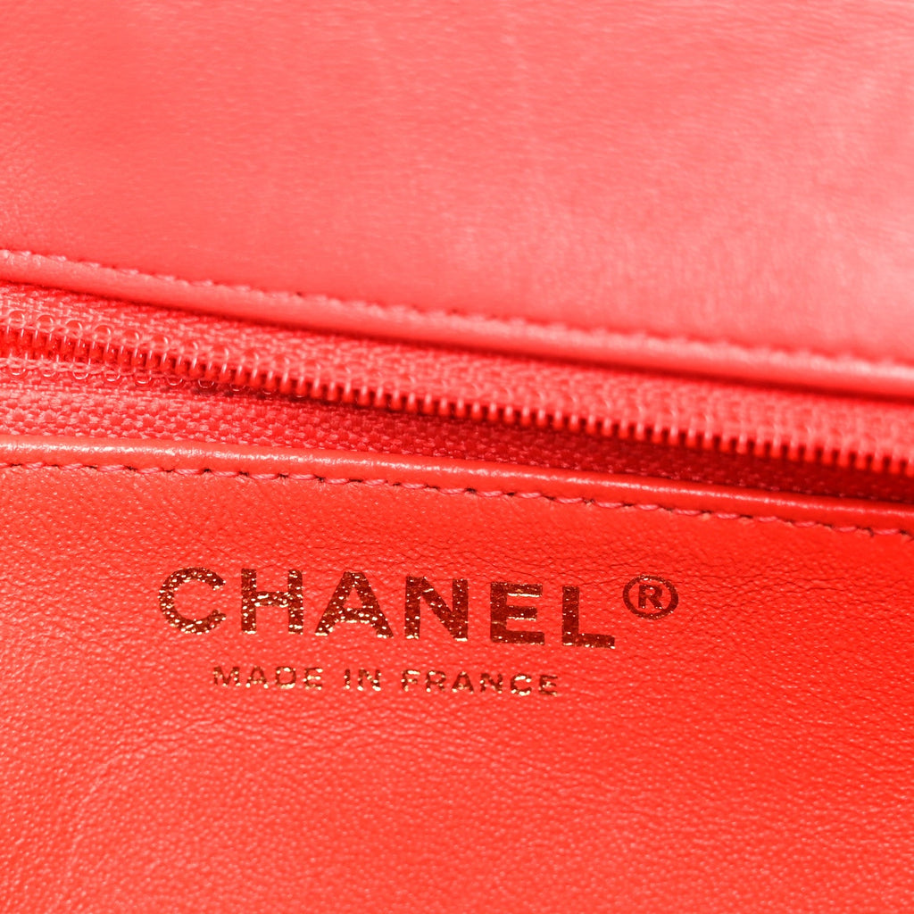 Chanel Lambskin Quilted Flap Clutch Red