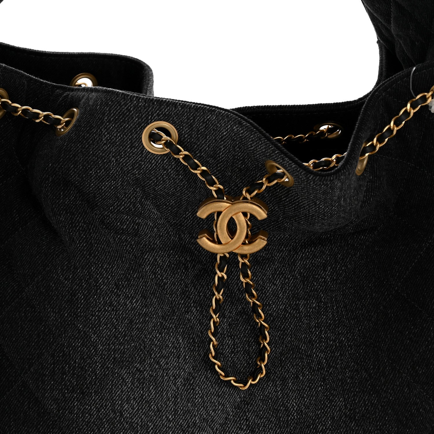 Chanel Washed Denim Quilted Medium Chanel 25 Handbag Black