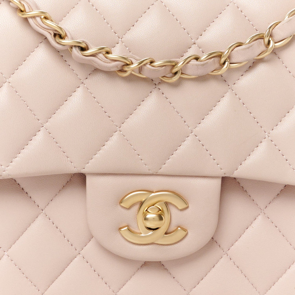 Chanel Lambskin Quilted Medium Double Flap Light Pink
