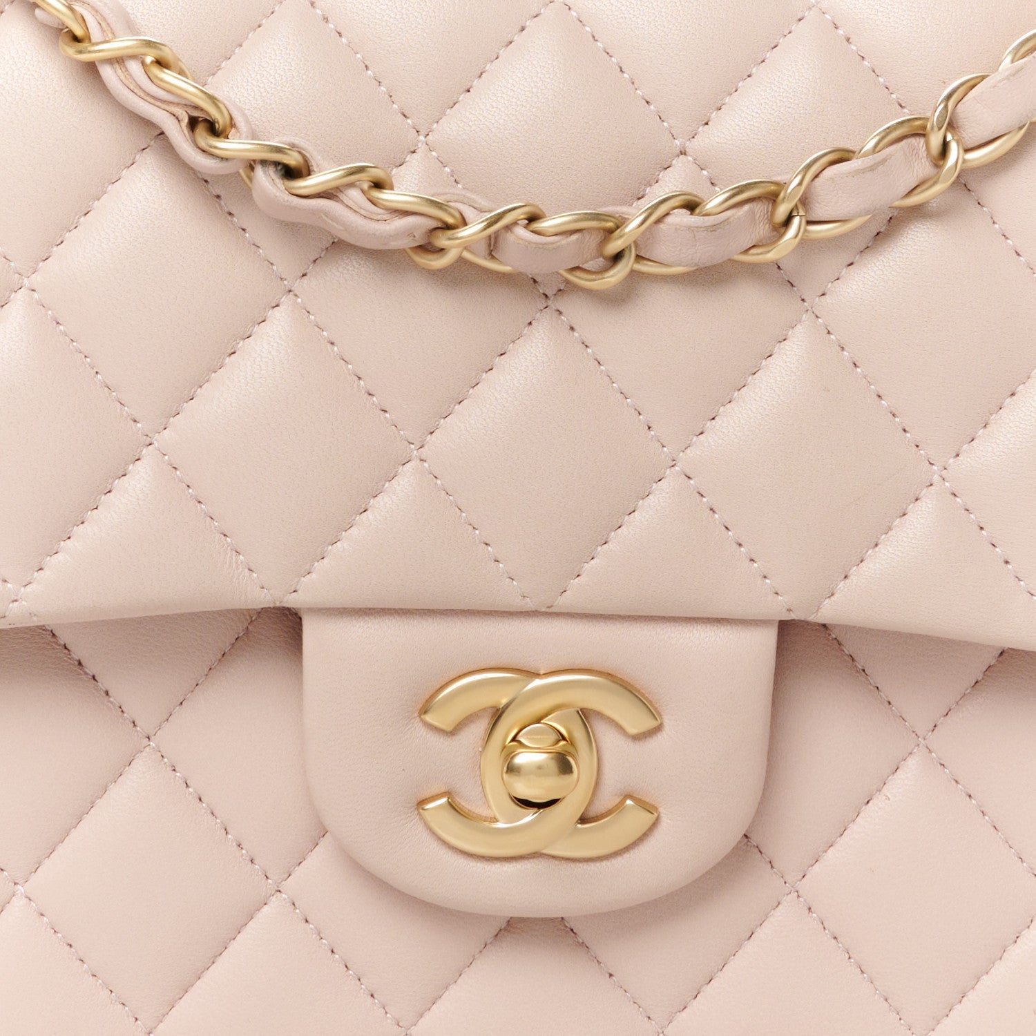 Chanel Lambskin Quilted Medium Double Flap Light Pink