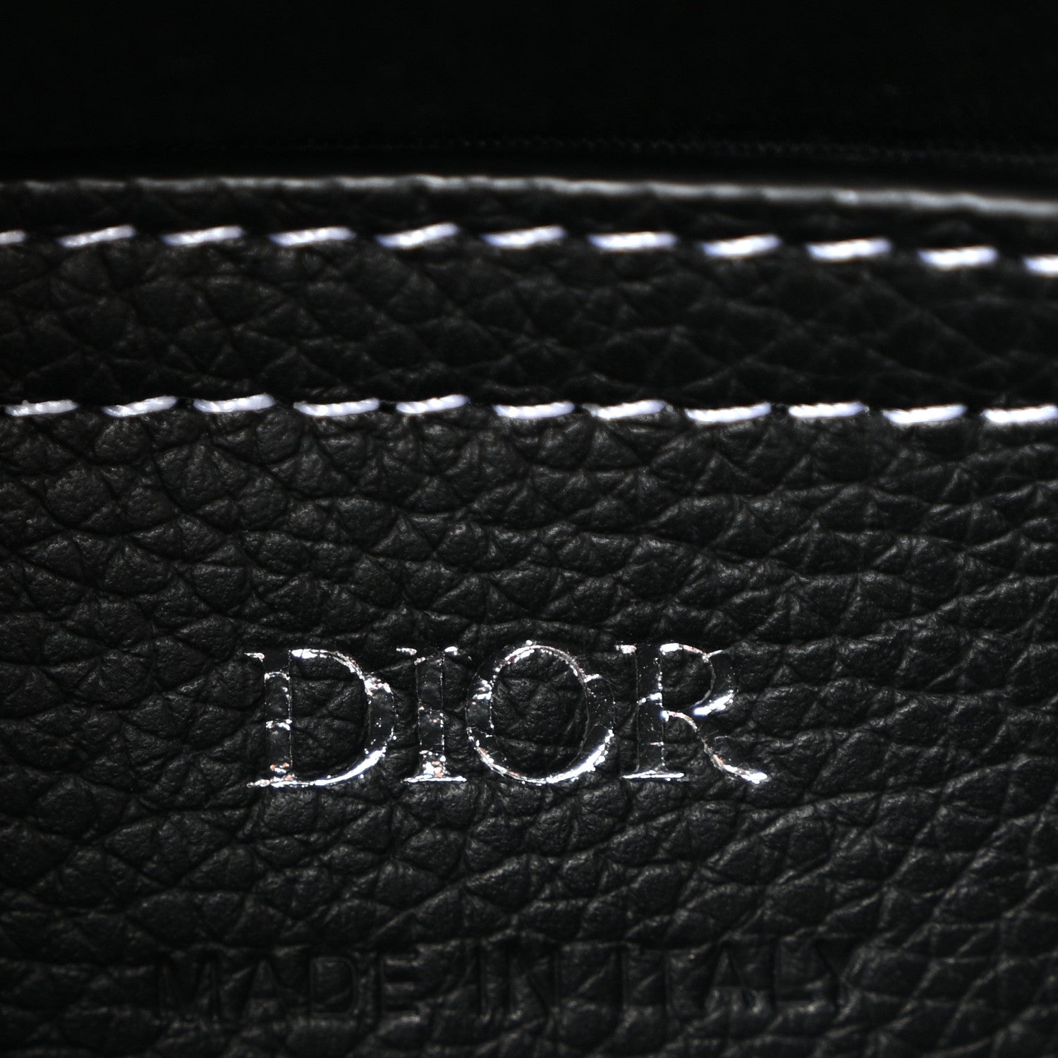 Christian Dior Grained Calfskin Vertical Saddle Pouch With Strap Black