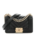 Chanel Caviar Chevron Quilted Small Boy Flap Black