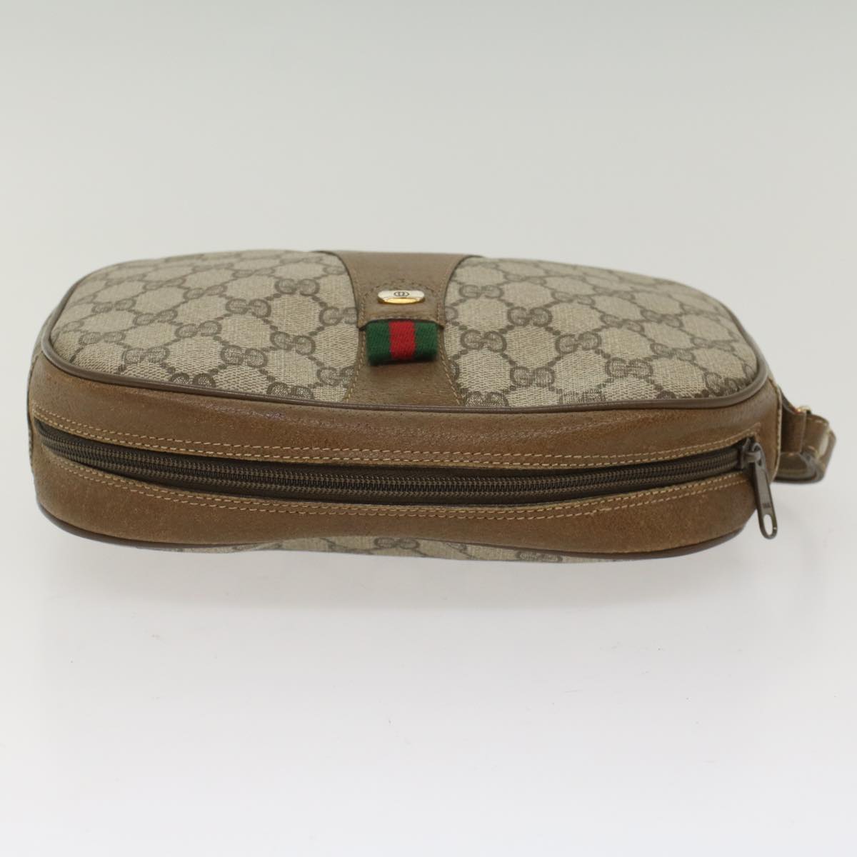 GUCCI GG Canvas Web Sherry Line Clutch Bag Beige Red 8901034  49988