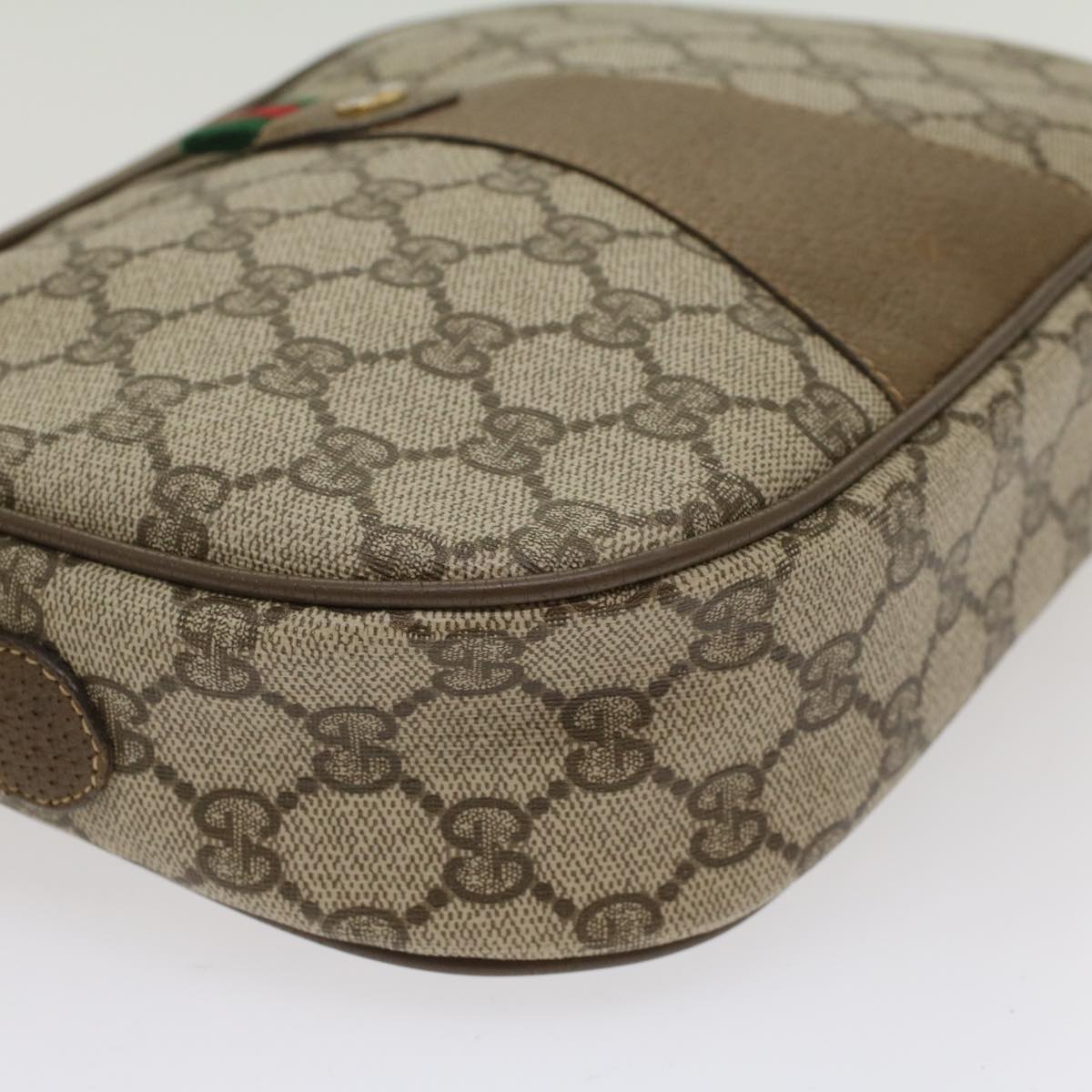 GUCCI GG Canvas Web Sherry Line Clutch Bag Beige Red 8901034  49988